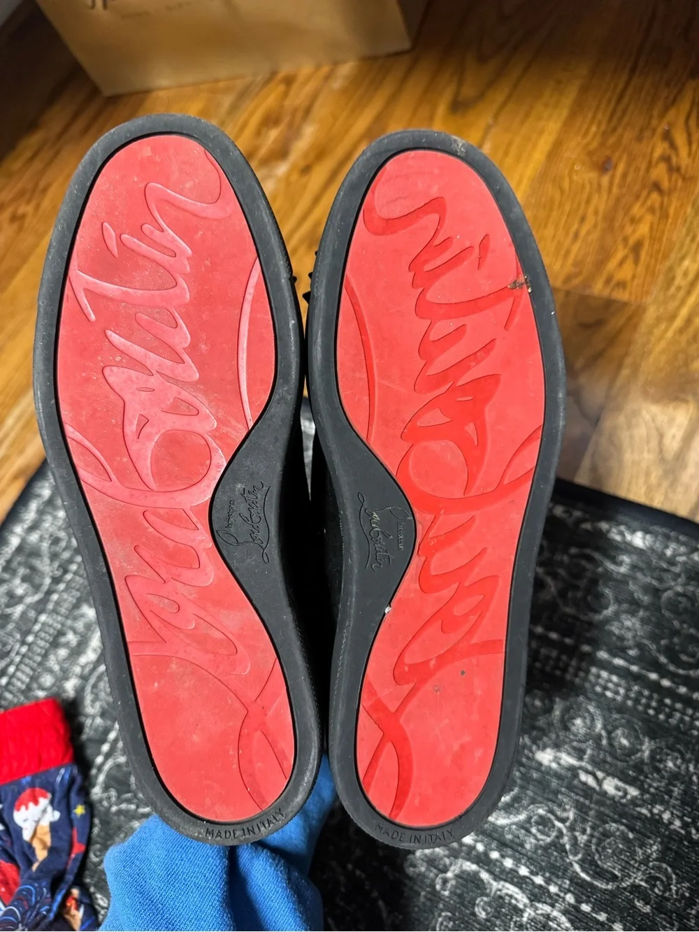 Christian Louboutin Black Suede Studded Lace-Up Sneakers
